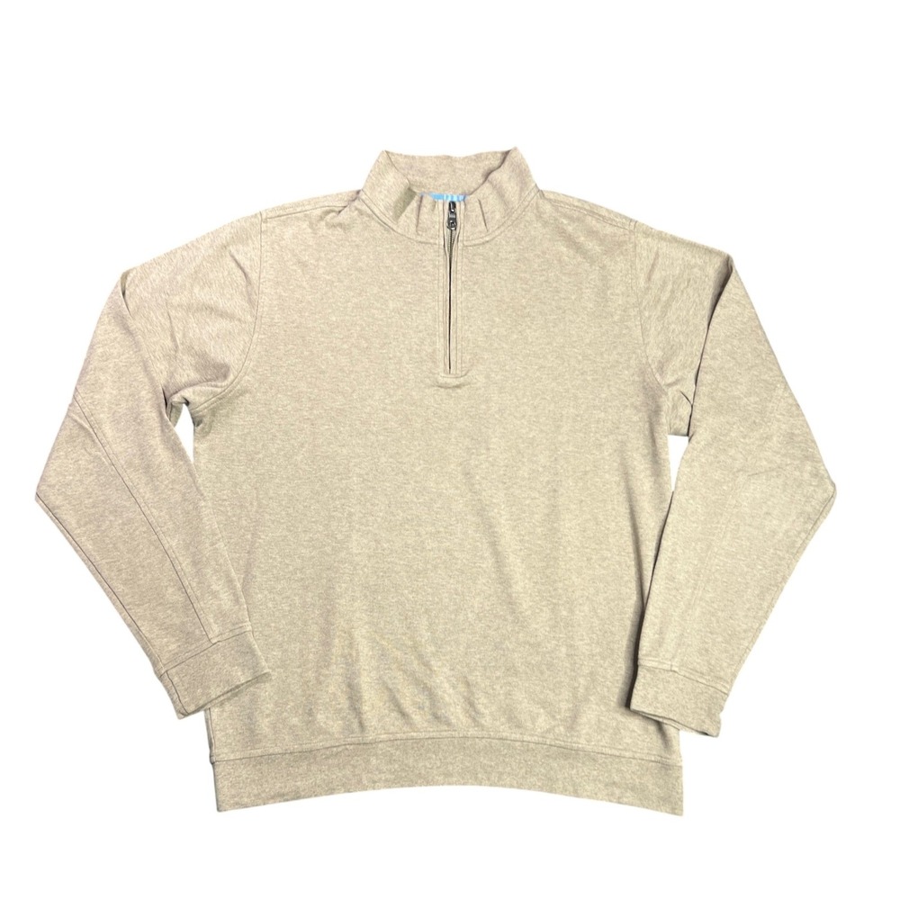 Mountain Khakis Men's Medium‎ Tan Heathered Cotton Quarter Zip Pullover Sweater